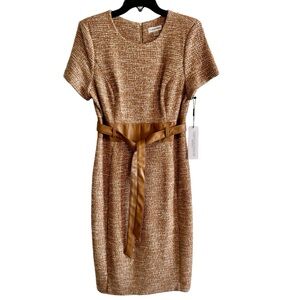 Calvin Klein Tweed Belted Dress 10 NWT